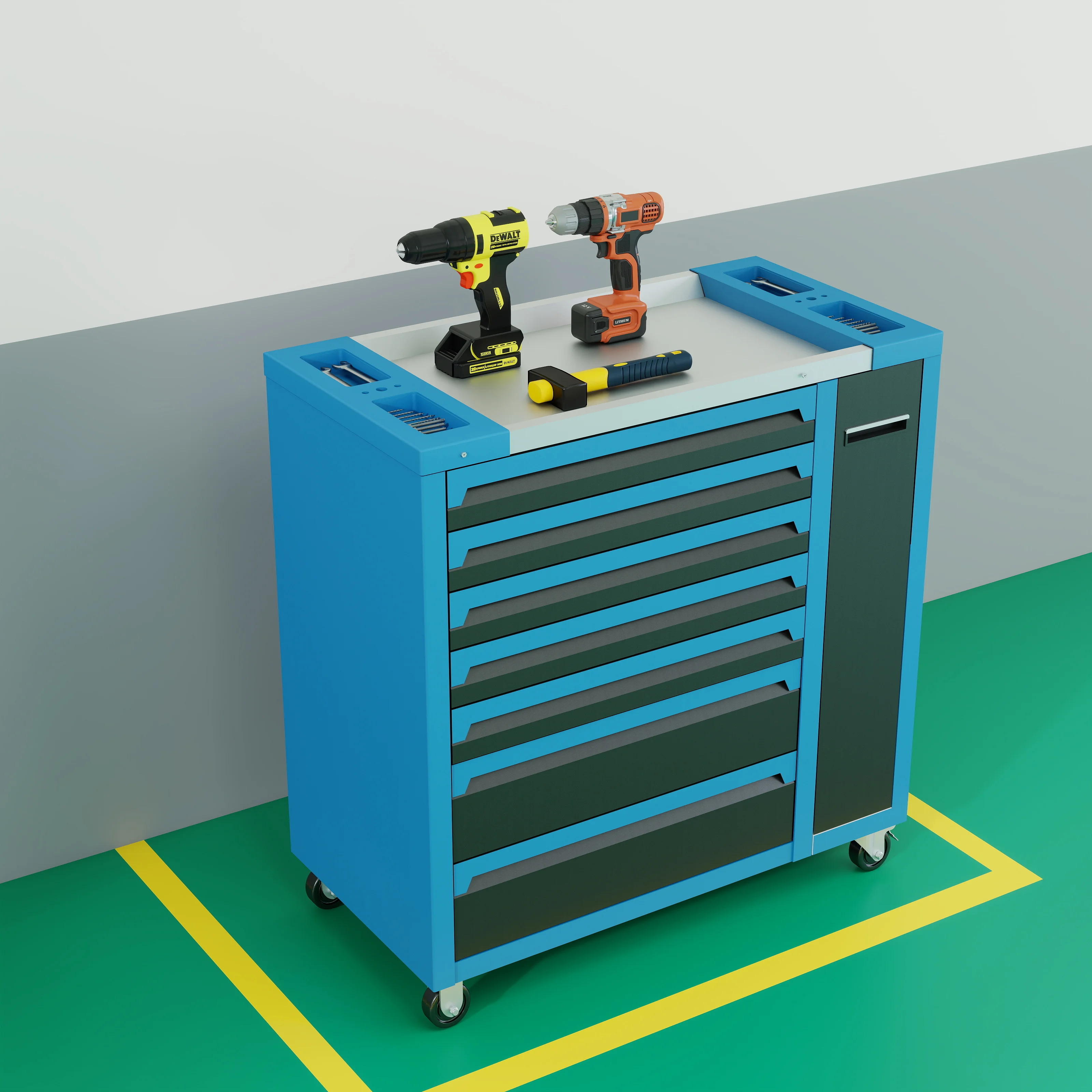 Homniture Tool Cabinet with 200kg Load Capacity Keyed Locking System 8 Drawer Iron Tool Trolley