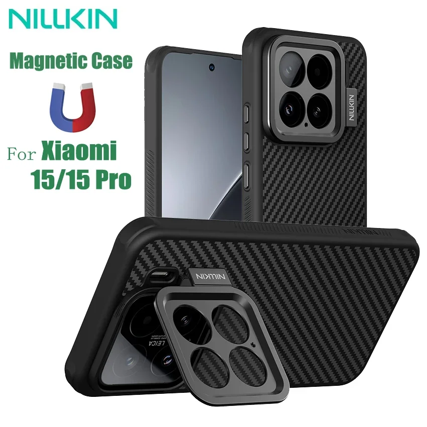 For Xiaomi 15 /15 Pro MagSafe Case NILLKIN CarboProp Aramid Fiber Magnetic Wireless Charge Camera Holder Cover For Xiaomi Mi 15