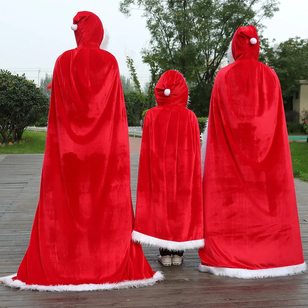 Length 100cm/120cm/150cm/170cm Christmas Hooded Cloak, Christmas Girl /Women Hooded Ponchos Show Costumes,Warm Long Winter Cape