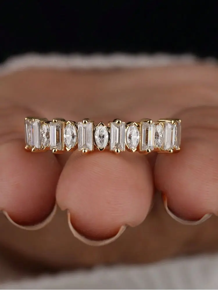 925 فضة ذهبي مستطيل ماركيز الزركون خاتم للنساء المشاركة الزفاف بسيط جودة عالية غرامة مجوهرات #6