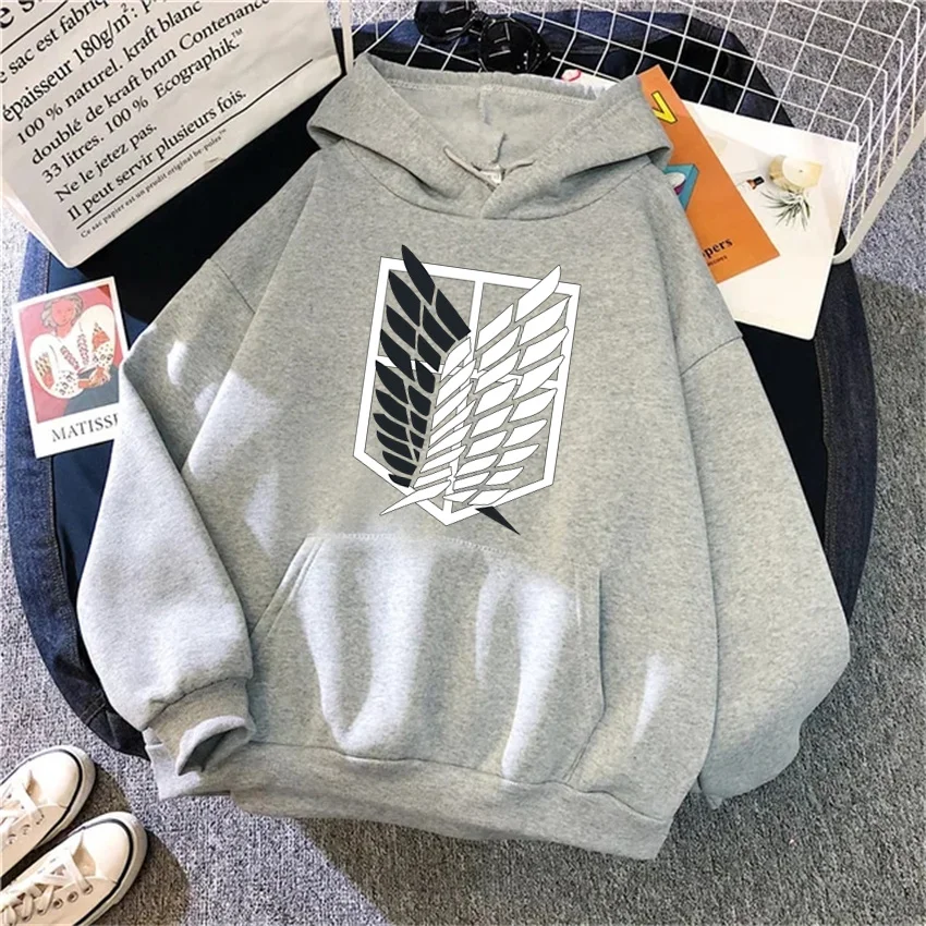 Fashion Women Hoodies Anime Attack on Titan Print Hip Hop Fleece Woman Casual Male Y2K Clothes Hoody Pullover Unisex Streetwear