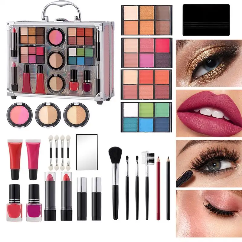 All In One Makeup Kit Women Full Kit Makeup Gift Set Eyeshadow,Lip Makeup,Mascara,Lipstick,Eye Pencil,Applicator,Blush,Powder