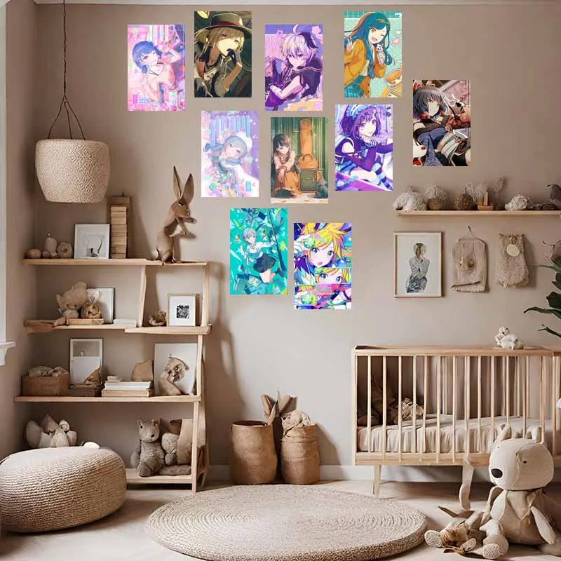 10/30 قطعة PJSK مشروع Sekai المشارك بطاقات مجموعة DIY بها بنفسك المنزل النوم الديكور جدارية يطبع جدار الكولاج عدة المراهقين الهدايا