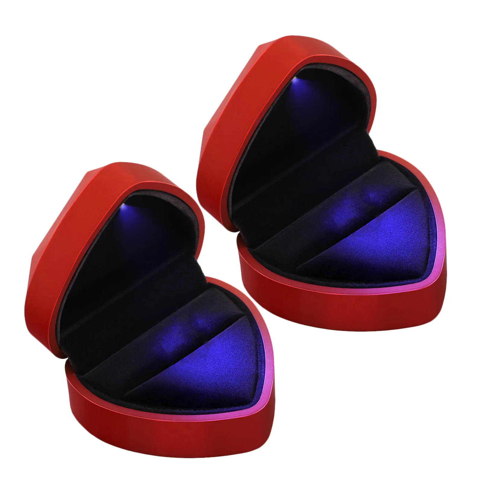 

2Pcs Heart LED Ring Box Romantic Proposal Jewelry Holder Wedding Day Engagement Luxury Anniversary Lighted Case