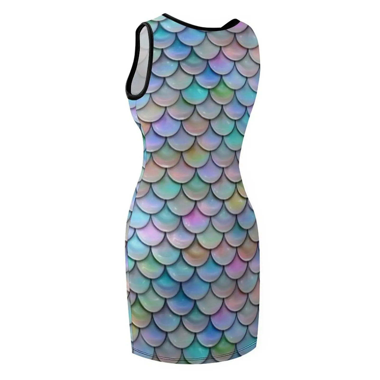 حورية البحر قشور السمك متعدد الباستيل قوس قزح بلا أكمام فستان الشمس فساتين فاخرة فستان الصيف يوميا #5