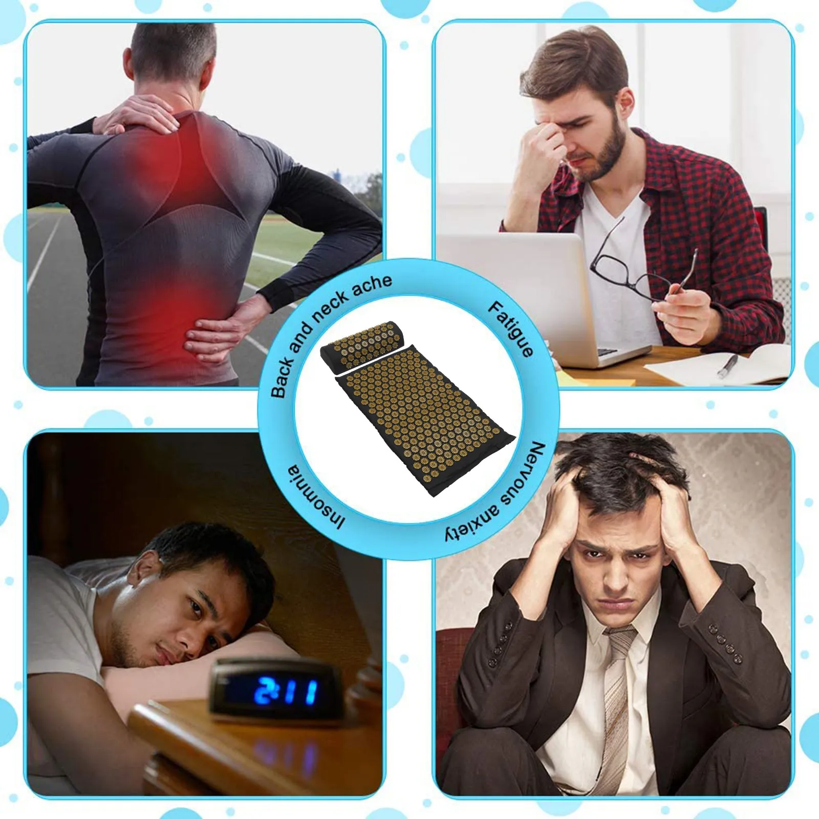 

Набор из 2-х массажных ковриков-подушек: складные, для точечного массажа, для йоги, моющиеся, для всего тела, легкие, удобные, из хлопка ABS