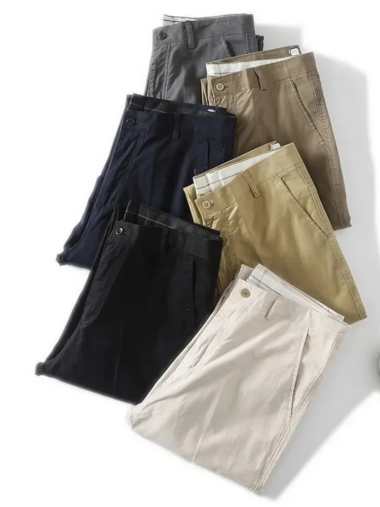 

New Pure Cotton Comfortable Elastic Breathable Slim Straight Busin Casual Pants Men's Spring Autumn Color Trendy