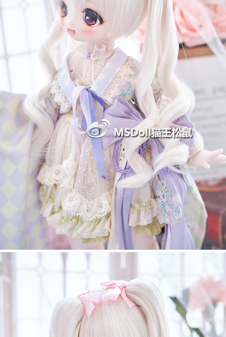 BJD Doll Wig 1/3 1/4 1/6 Handmade Bjd Doll Wig Curly Hair DIY Joints Doll Toy Fashion Fiber Double Tail Wig Dolls Accessories