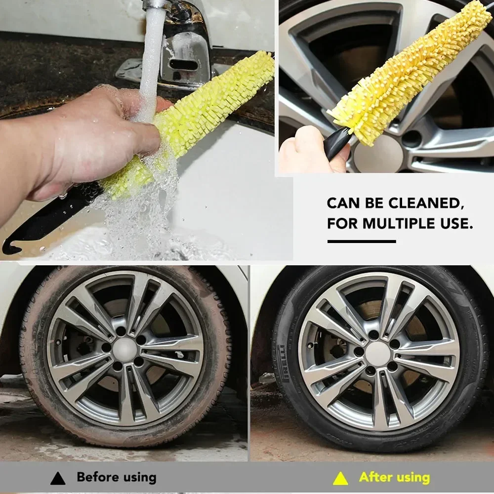 Car Sponge Brush Motorcycle Wheel Rims Washer Hubcaps Wash Auto Cleaning Tool with Handle Bicycle Dirt Pit Bike Accessories