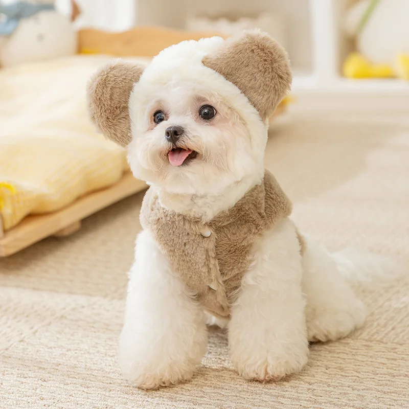 

Chihuahua French Bulldog Bichon Thicken Apparels Dog Fleece Coat Cute Bear Winter Dog Jacket Outdoor Warm Clothes for Small