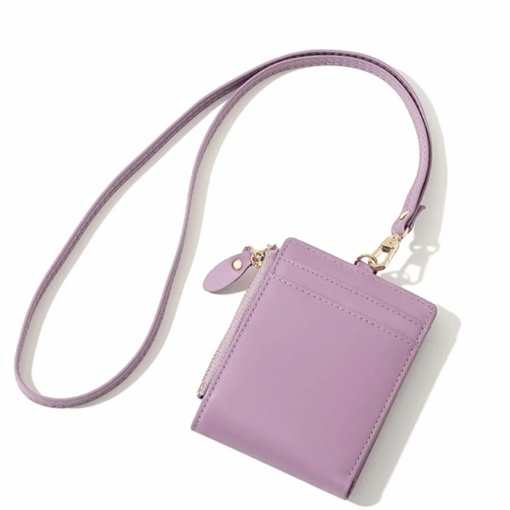 

Cute Korean Style Neckband Wallet Multifunctional Soft Leather Multi-Functional Wallet Small Lightweight Card Case Outdoor