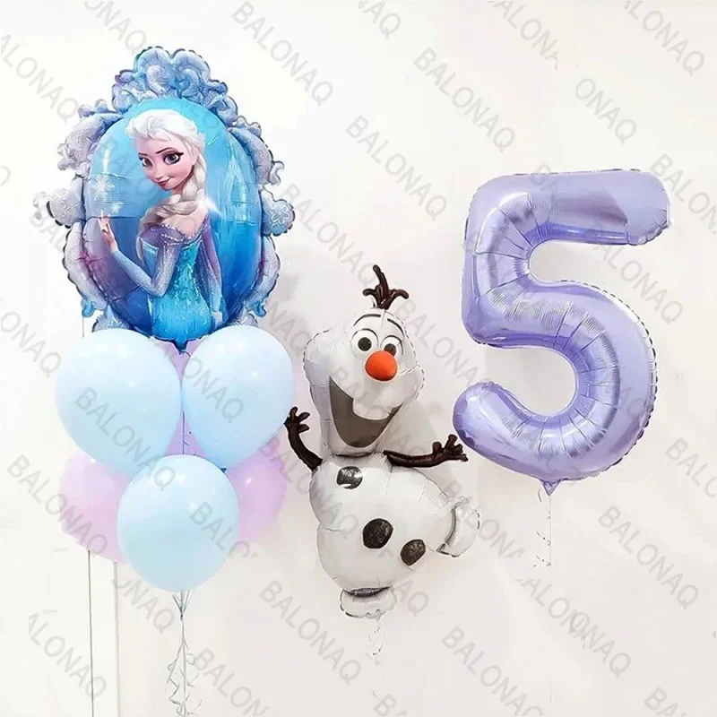 Ensemble de Ballons en Aluminium à Thème de la Reine des Neiges, Flocons de Neige OlPG de 32 Pouces, Articles de Décoration pour ixd'Anniversaire et PréChristophe, 9 Pièces