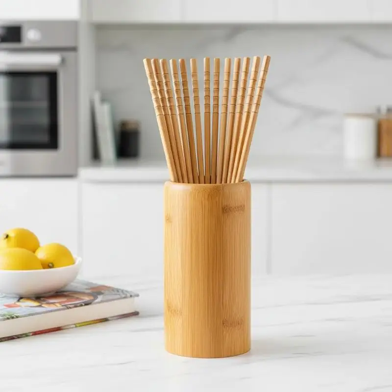 10 Pair Manual Natural Bamboo Chopsticks Healthy Reusable Carbonized Sushi