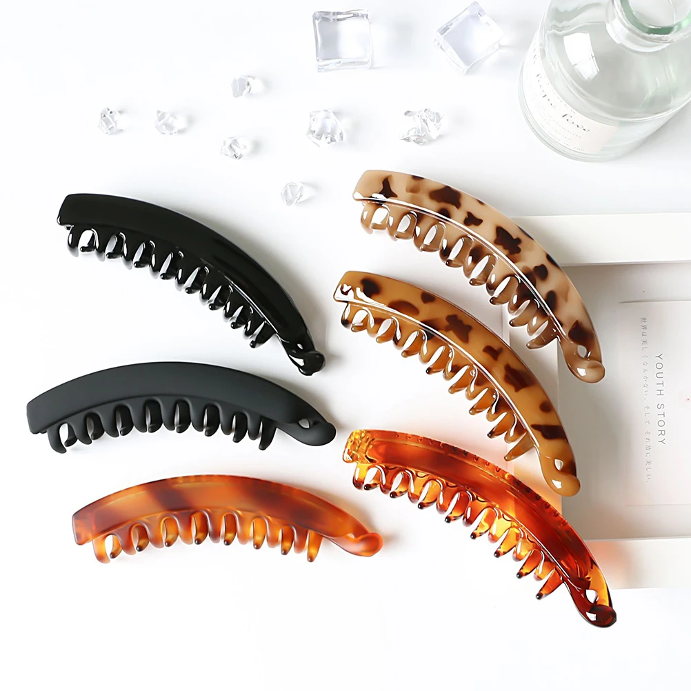 

5pcs Ponytail Hairpin Banana Clips Bright Cream Proper Size Non Slip Girls Women Hair Accessories