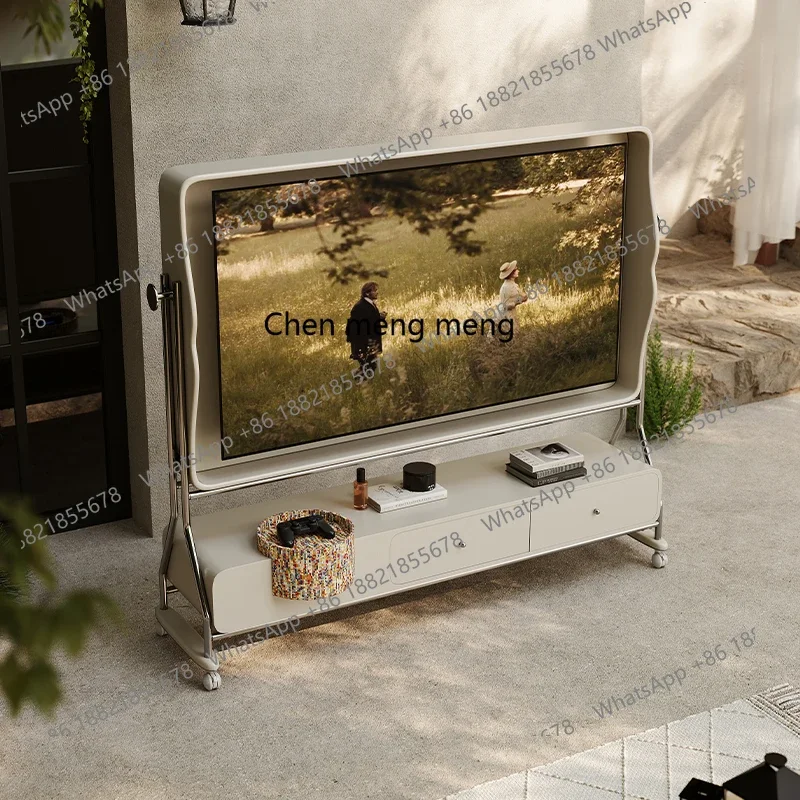 X TV bracket small apartment, living room solid wood, removable TV cabinet