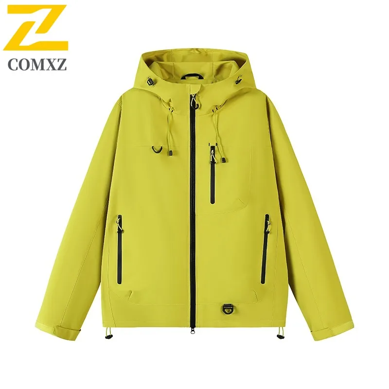 

COMXZ Outdoor Hiking Jacket Men Premium Comfort Camping Wear Resistant Coat Casual Hooded Daily Lightweight Autumn Clothing