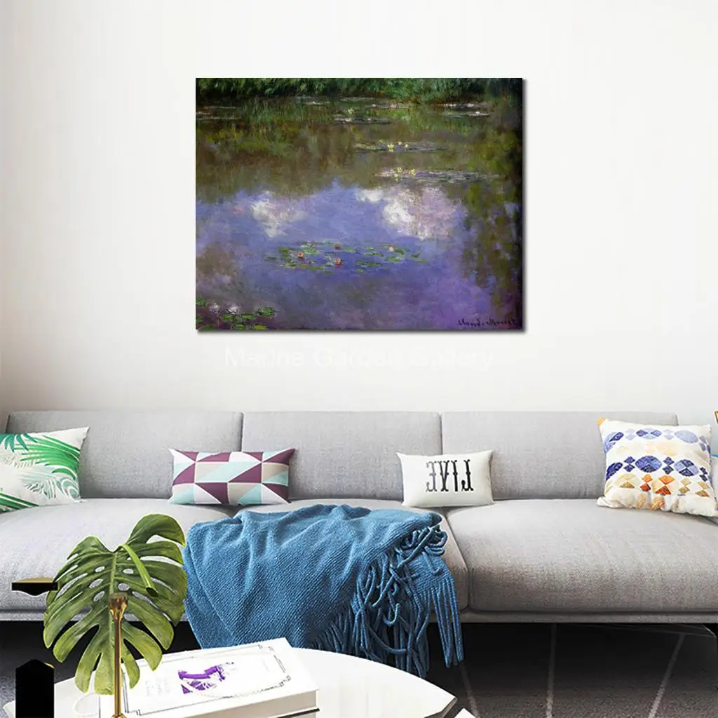 High Quality Claude Monet Oil on Canvas Handmade Masterpiece Water Lilies Clouds Abstract Modern Restaurant Decor