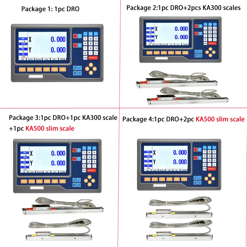 NEW 2 Axis Digital Readout DRO Kit LCD and 2pcs KA300 KA500 Slim Ruler High Precision Linear Scale Optical Encoder Lathe