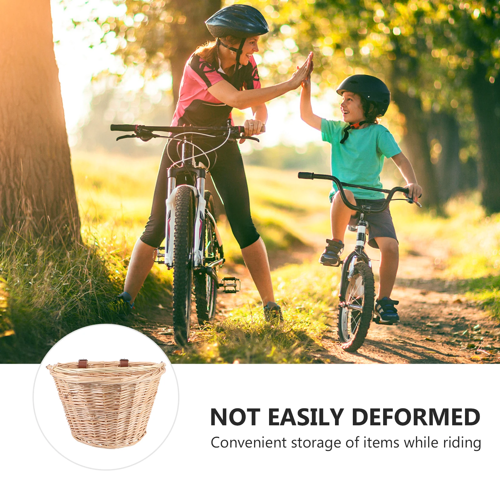 

Bicycle Front Basket Natural Willow Wicker Basket Large Capacity For Phone Umbrella Storage Adults Outdoor Cycling