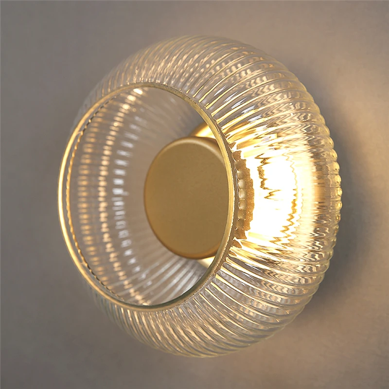 Nordic Glass Wall Lamp Modern LED Minimalist Wall Sconce Lamps Corridor Bedroom Living Room Bedside Wall Light Indoor Home Decor