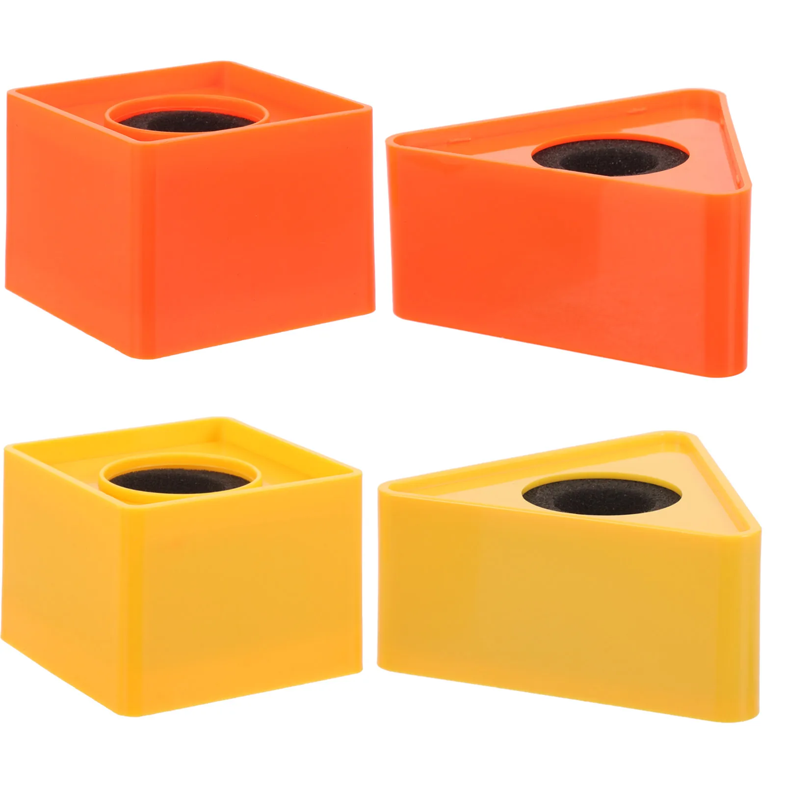 

4pcs Square Triangle Microphone Flag Station Orange Yellow Logo Cover Sponge Mic Holder for Conference Interview
