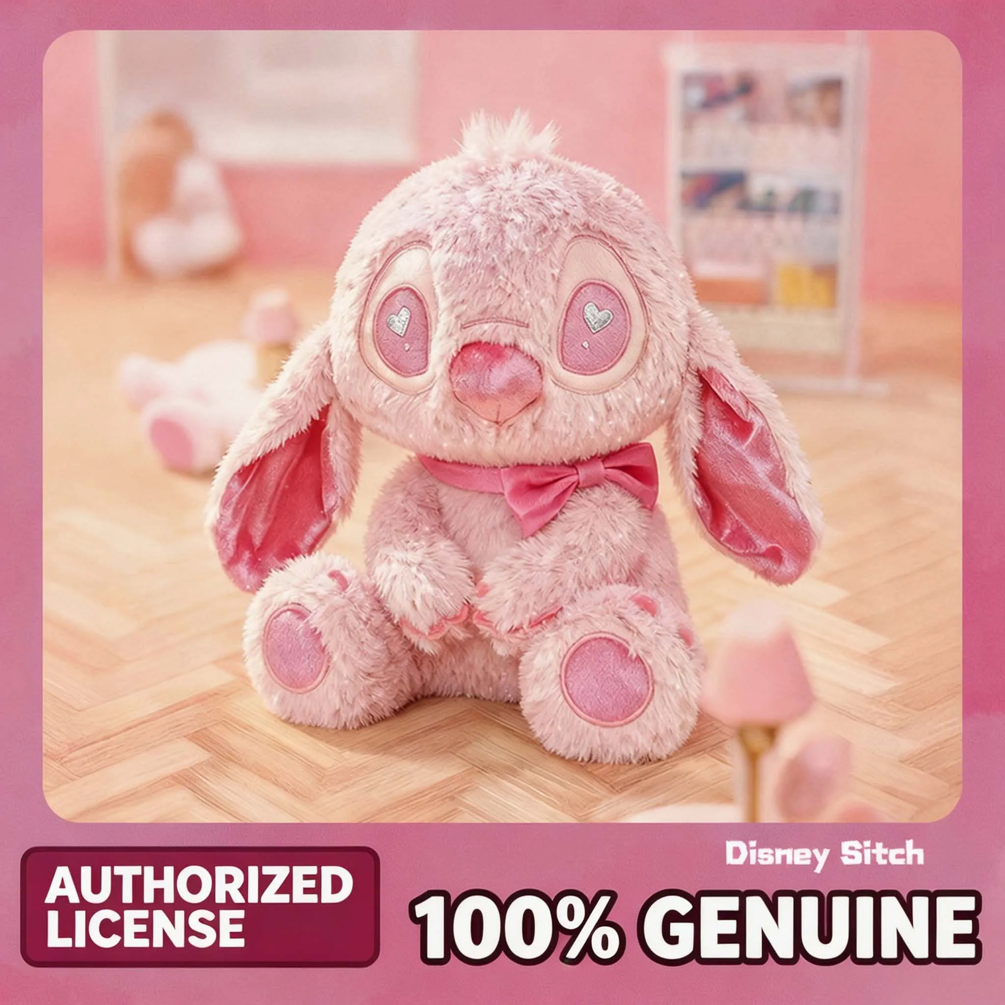 

Disney Pink Stitch Plush Toy Doll Cute Heart Eyes Stuffed Animal Pillow Soft Cartoon Figure Birthday Gift for Girls Kids Fans