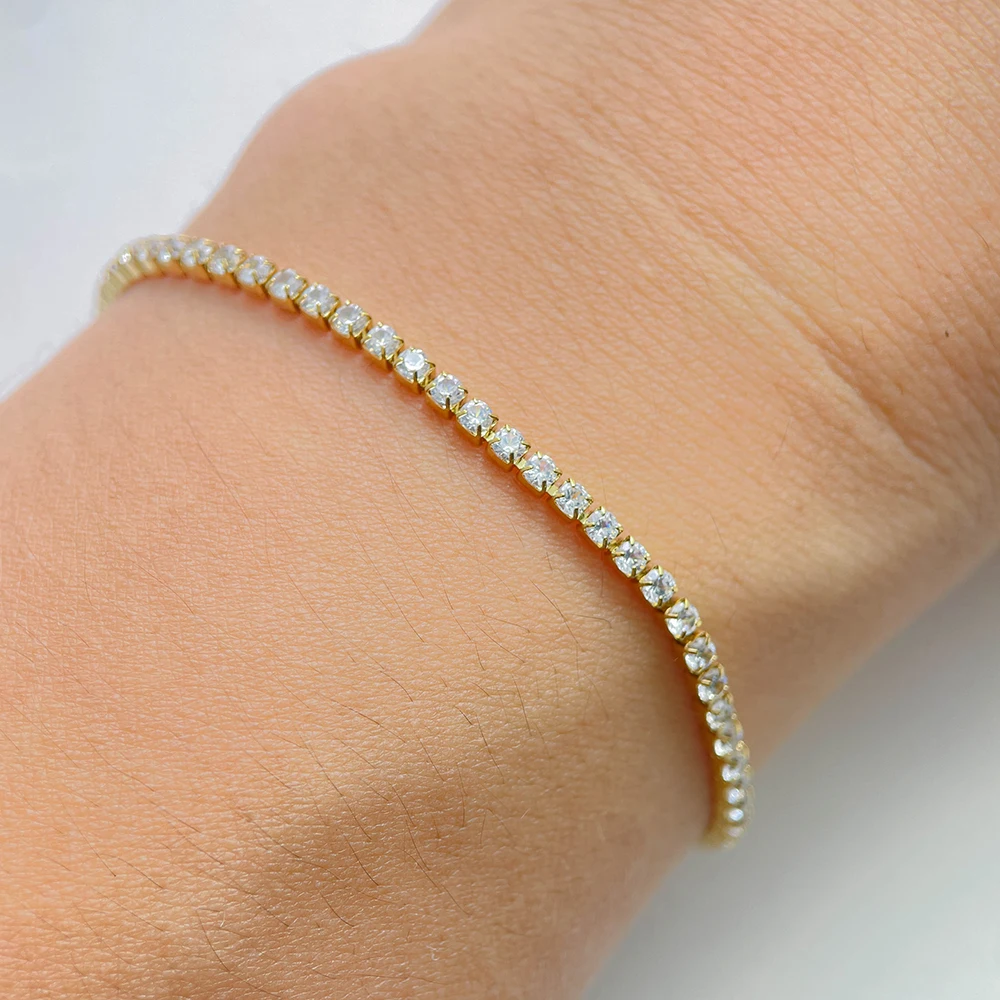 Women's Cluster CZ Link Chain Tennis Bracelet