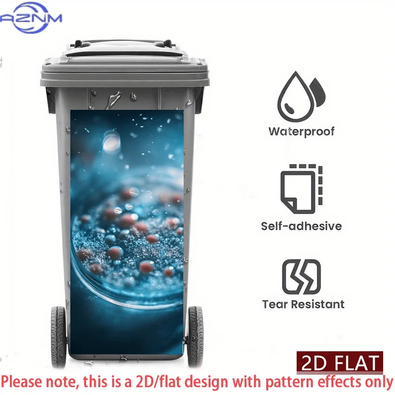 2D/FLAT-1pc Water Drops Petri Dish Design Trash Can Sticker Self - Adhesive PVC Wall Sticker Waterproof Scratch - Resistant Hi