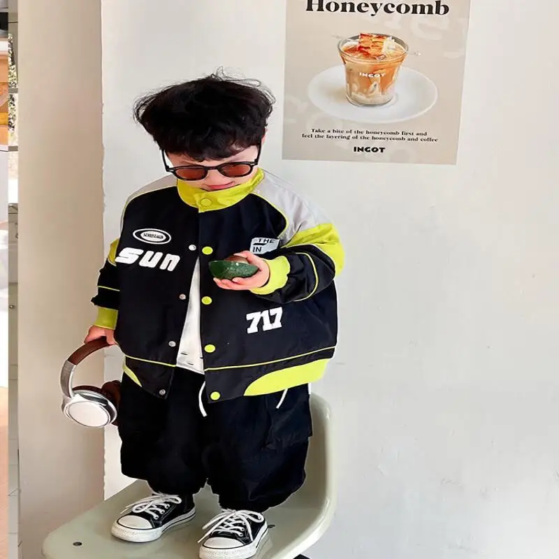 الصبي النسخة الكورية البيسبول جيرسي قاطرة سترة جديدة طالب موضة Kawaii الخريف والشتاء بلايز معطف ملابس الأطفال #1