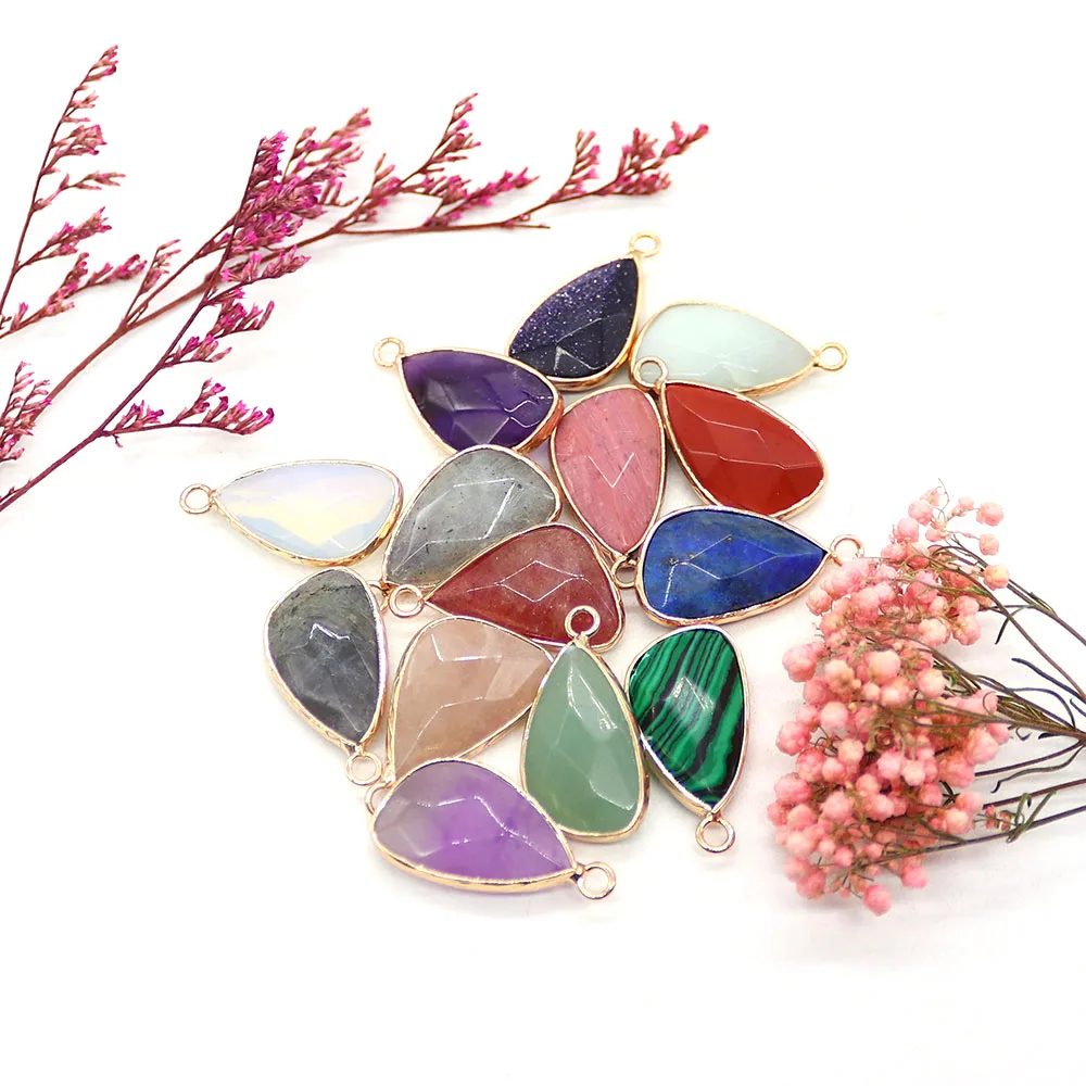 

1PC Natural Amethyst Lapis Lazuli Agate Pendant Irregular Water Drop Handmade Charm for DIY Necklace Jewelry Making Accessories