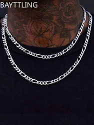 2/4/6 mm 925 sterling silver Men Figaro Chain Necklace Punk Basic Chain Necklace For Women Hip Hop Jewelry Party Accessories