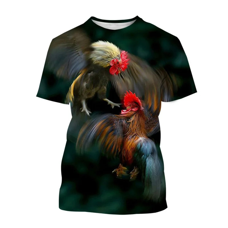 3D Printing Chicken T-shirt Men Animal Pattern Round Neck Tshirt Cool Street Short Sleeve Tees Tops Summer Oversized T Shirts