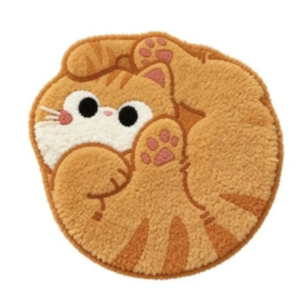 Imitation Cashmere Cat Shape Floor Mat Absorbent Soft Entryway Door Mat Cute Floor Barrier Animal Area Rug for Living Room