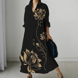 Vestido camisero informal de manga larga para mujer, traje holgado de gran tamaño con cuello en V, elegante y repetible, ideal para vacaciones y otoño, 2023