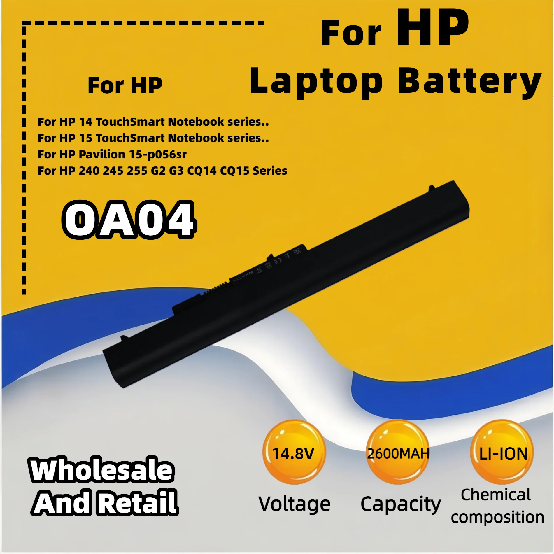 FRLESUI Battery OA04 for HP 746641-001 740715-001 15-R029WM 15-R052NR 15-R015DX 15-G020DX 15-R137WM 15-D035DX 250 G3 15-D020DX