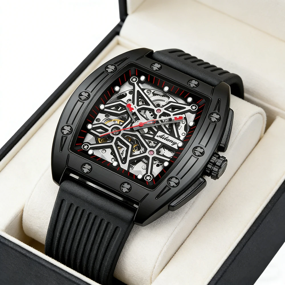 ailang-brand-fashion-tonneau-dial-mechanical-watch-for-men-waterproof-sports-silicone-strap-luxury-skeleton-hollow-watches-mens