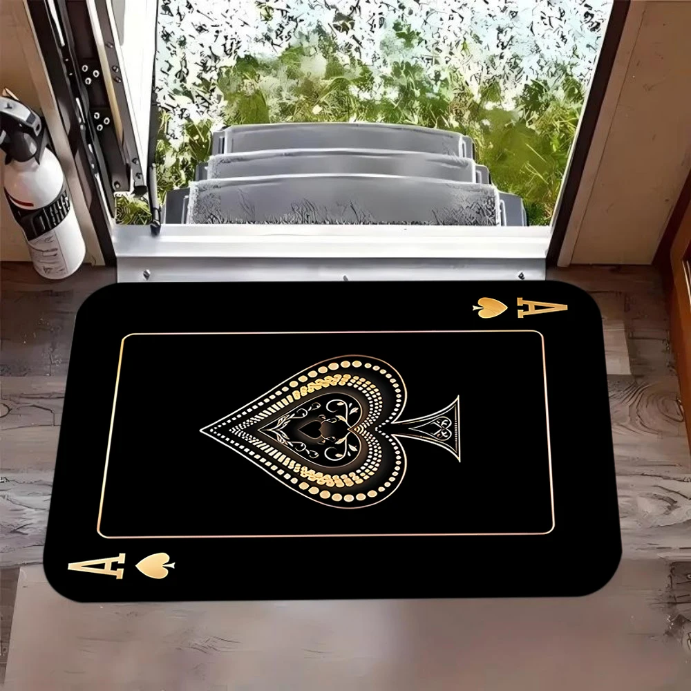 Alfombra de póker de Triple estilo para decoración del hogar, felpudo Floral 'HELLO', alfombra 'Bienvenido' escrita a mano, tapete Golden Crown 'O'