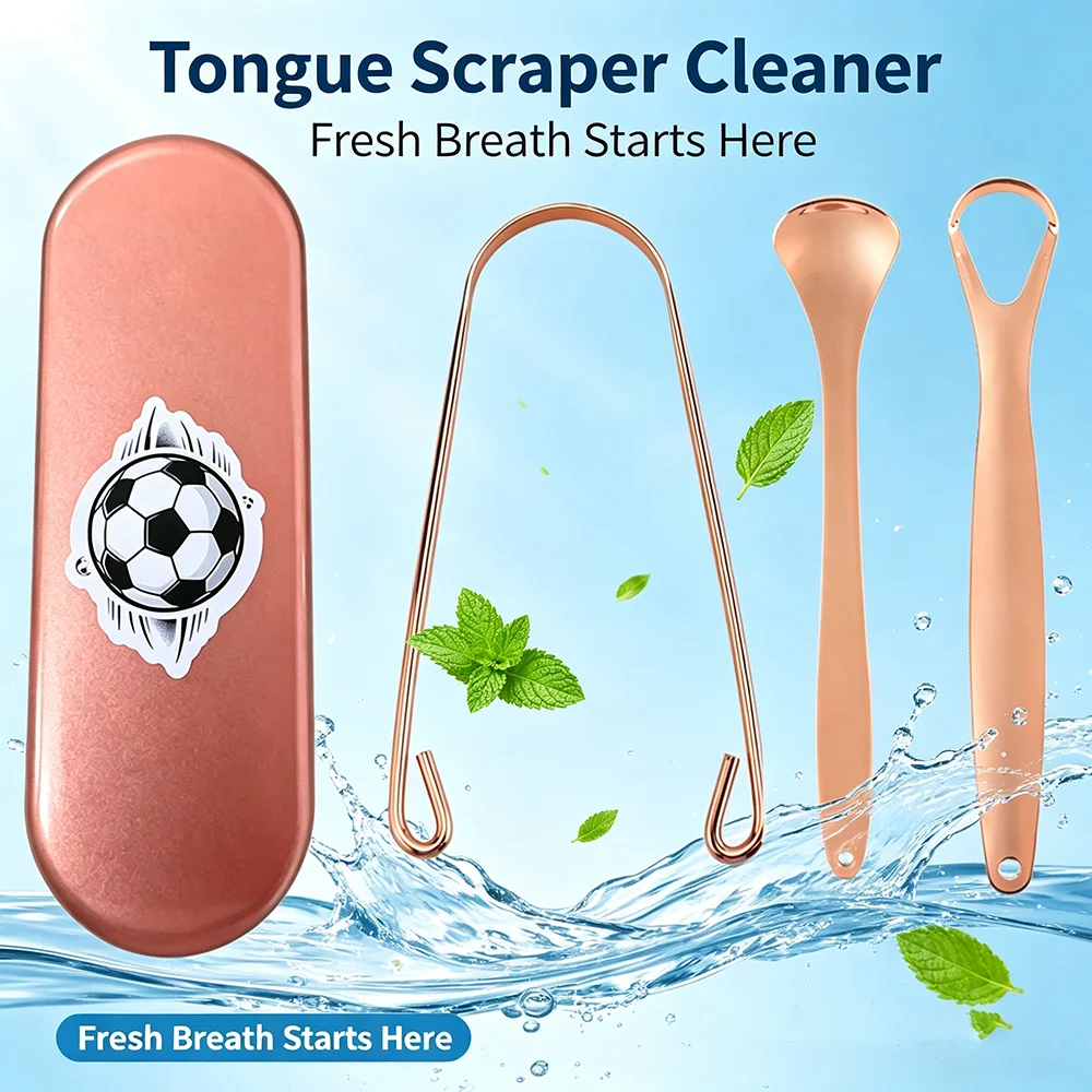 Stainless Steel Tongue Scraper Reusable Oral Hygiene Tool Cleans Tongue Coating and Freshens Breath for Adults