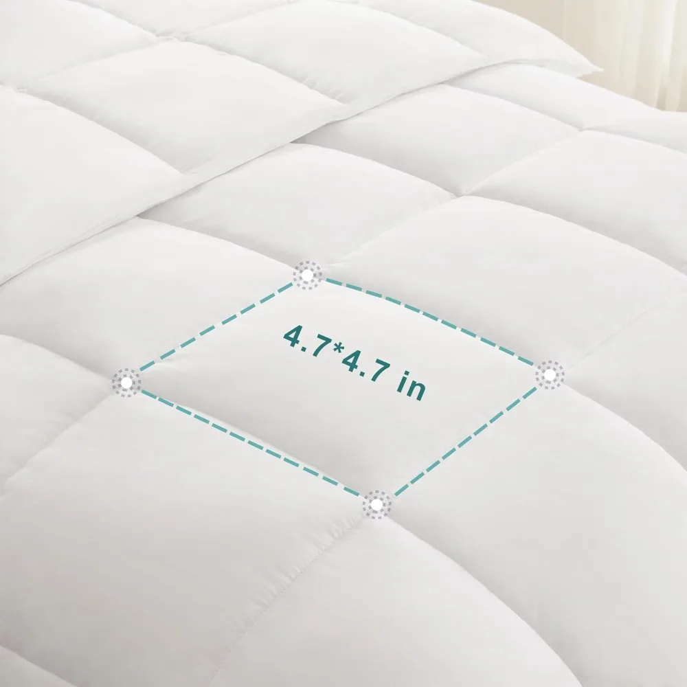 حشوة لحاف قطنية بحجم كينج، 100% قطن، بديل رقيق 400 جرام في المتر المربع، مفروشات بيضاء ناعمة قابلة للتنفس بجودة الفنادق #6