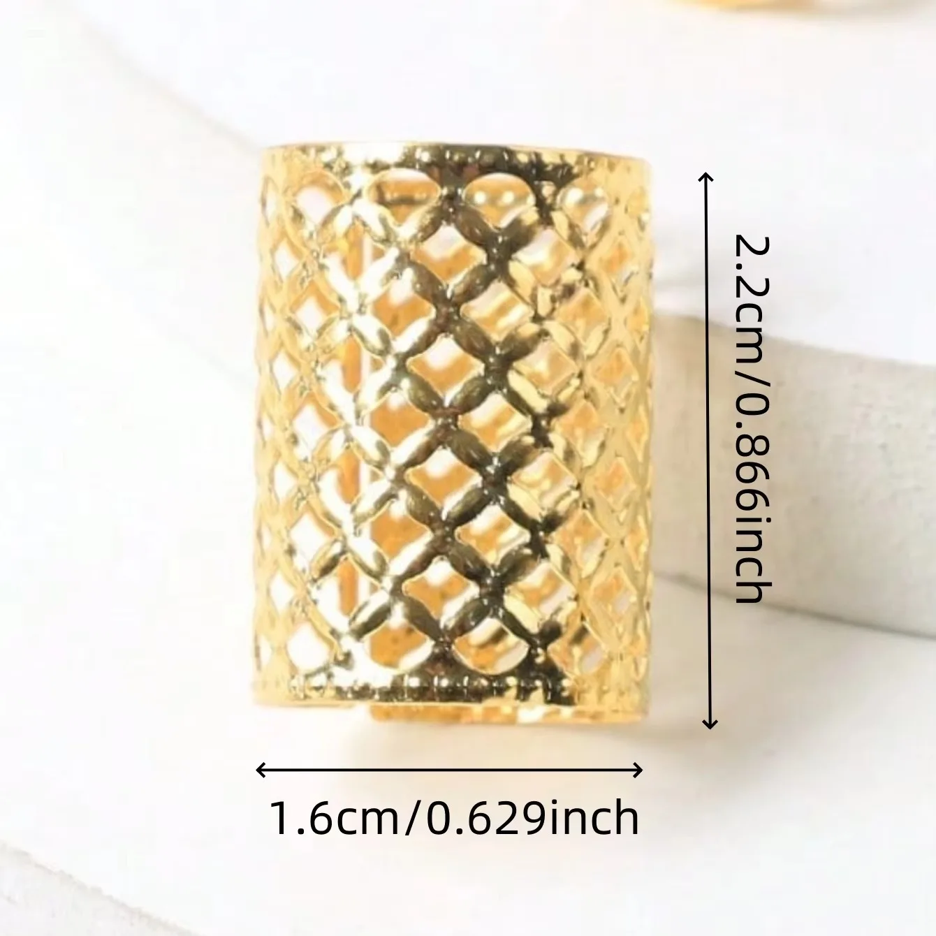 5 개/가방 16*22mm 중공 패턴 금속 골드 & 실버 Dreadlock 큰 구멍 헤어 링 생일 파티 연회를위한 DIY 액세서리