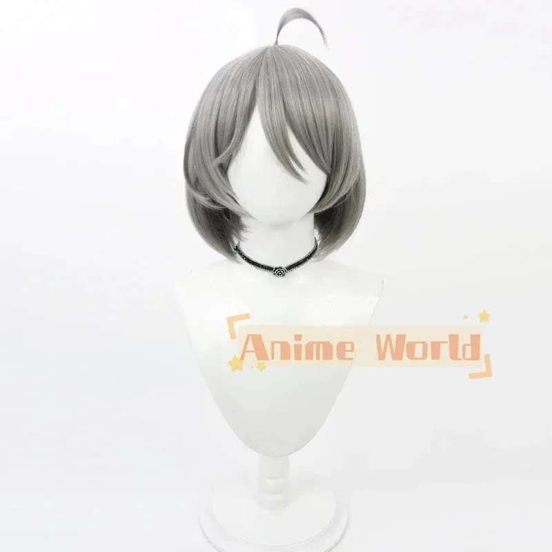 Snowbreak 아카시아 코스프레 가발 짧은 회색 내열성 합성 머리 할로윈 역할 놀이 파티 카니발 + 무료 가발 모자