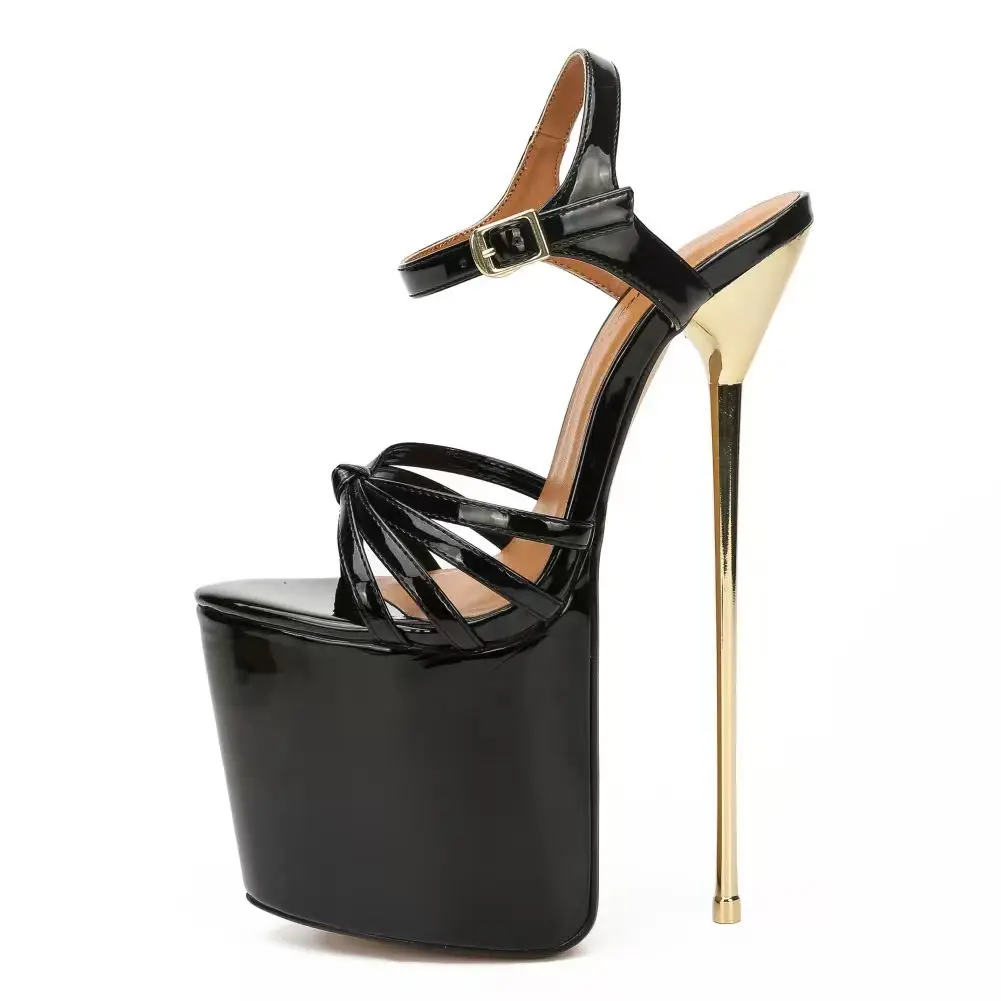 Summer 22cm Ultra High Metal Thin Heels Platform Sandals 9 Inches Buckle Shoes Woman Pumps Peep Toe Bridal Stilettos Big Size