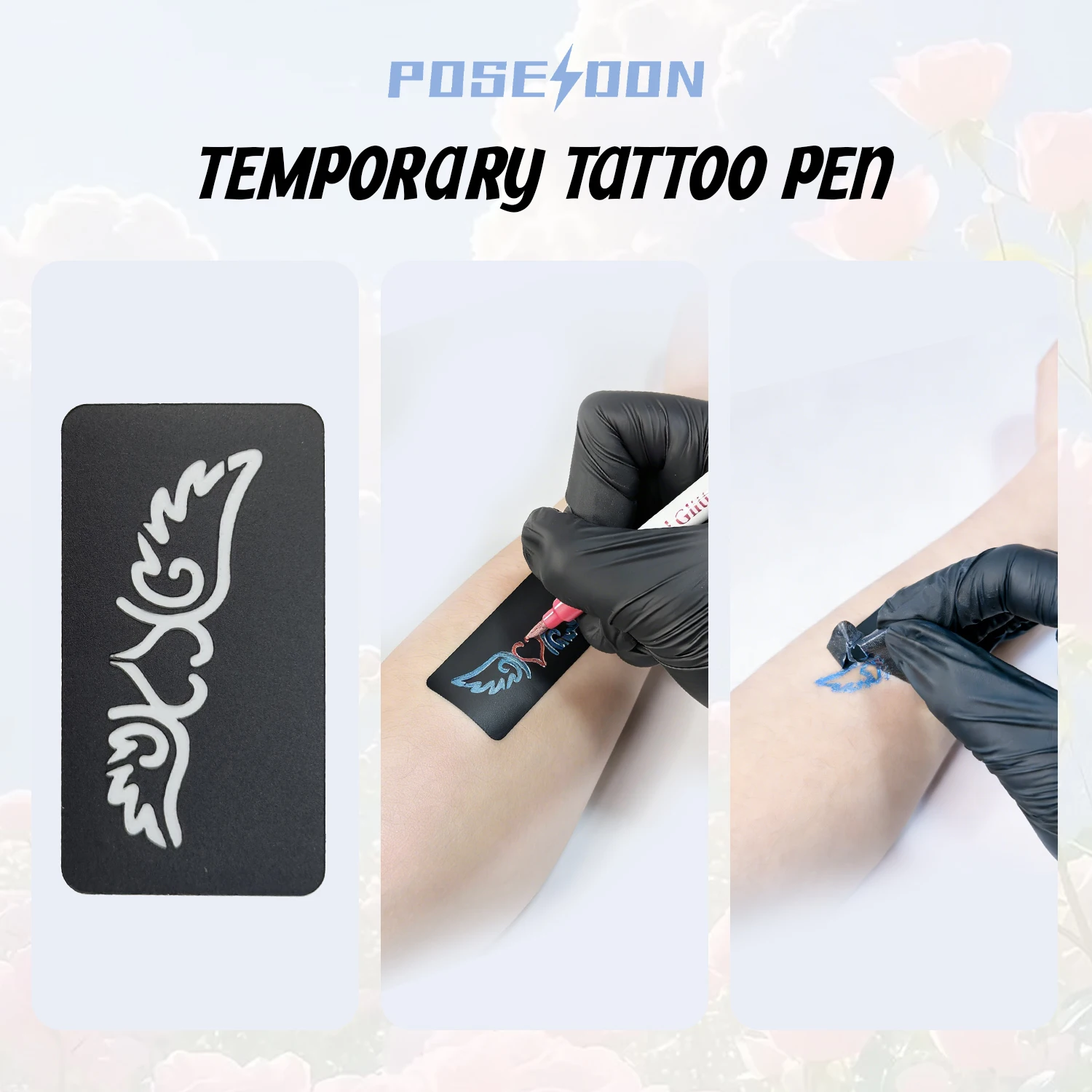 POSEIDON Painting Pen Tattoo Accessories High Quality Tattoo Painting Pen Kit With 10Pcs Painting Pen and 4 Tattoo Template