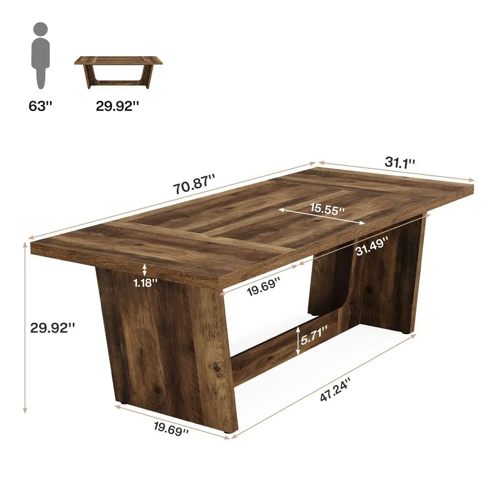 

6 FT Conference Room Table, 71Large Executive Seminar Desk for 68 People, Rectangular Meeting Table for Office, HeavyDuty Busin