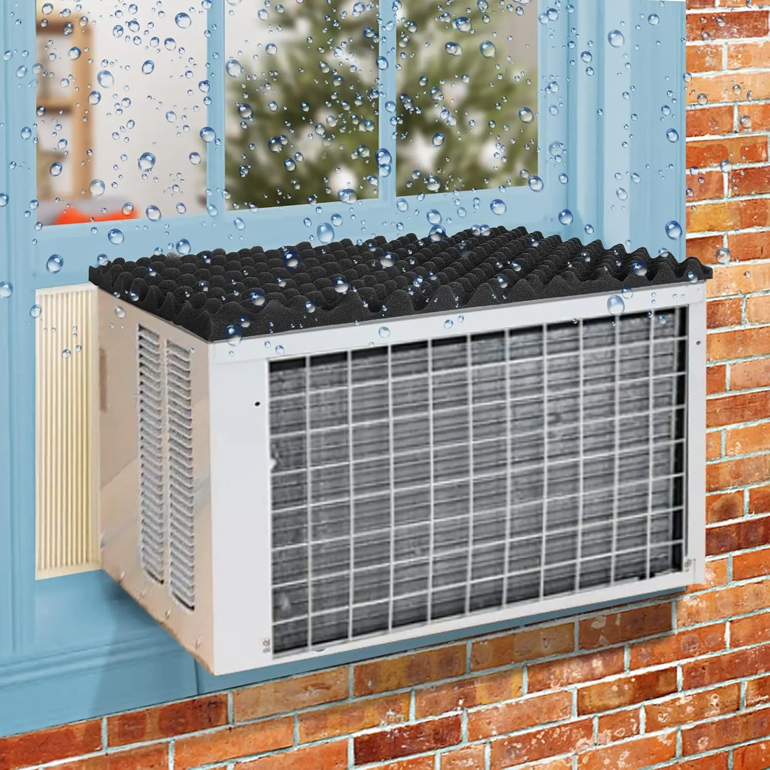 

23.6"x16.9" Air Conditioner Drip Cushion, Removable Magnetic Pad for Window AC to Reduce Water Noise