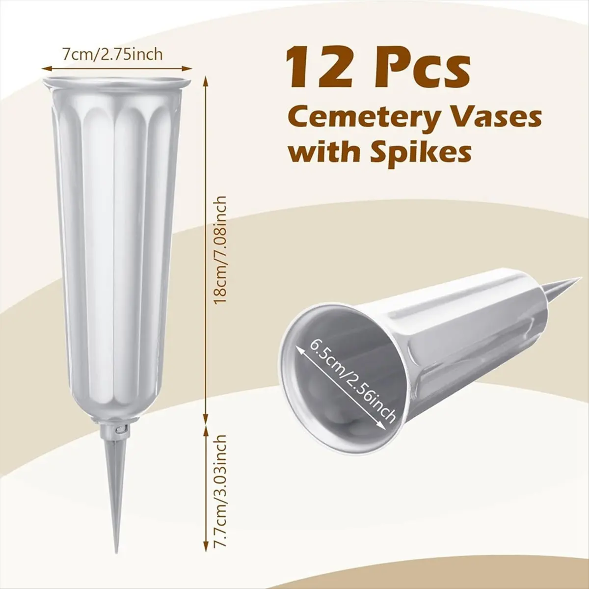 A75K 12 Pcs Cemetery Vases with Spikes Memorial Floral Vases Grave Flower Holder Cone in Ground Vases with Stakes Green