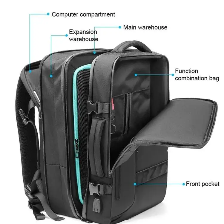 Expansível Vácuo Compressão Viagem Mochila para Homens, Business Back Pack, Mochila Escolar, Airback, 16 "Laptop Mochilas