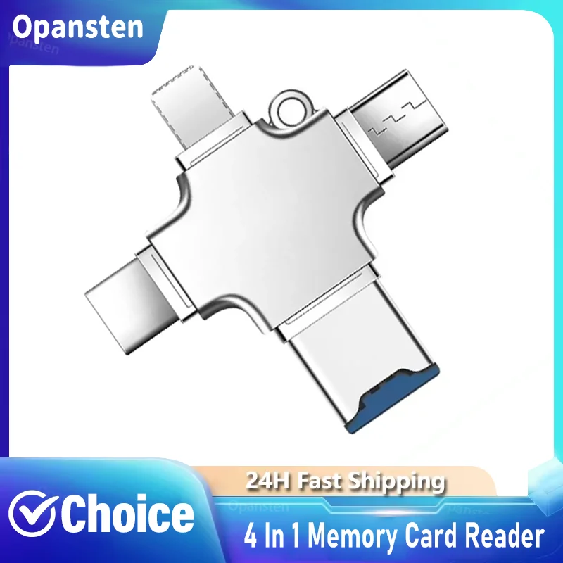 

4 In 1 Memory Micro SD Card Reader For iPhone iPad Android Mac PC Camera Type-C Lighting USB C Android Reader Portable Reader