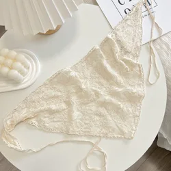 2025 New Style Lace Triangular Binder Headscarf Beige French Farm Style Girl Korean Style Ins Style Lace-up Hair Band Toe Cap