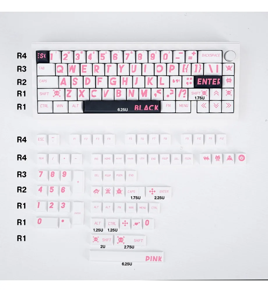 Keycaps Personalized Keycaps PBT Sublimation Customized Cherry Original Factory Height Pink Large Characters 133 Keys